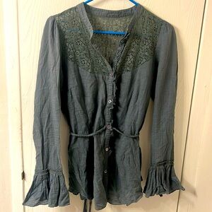 Free People Lace Top with Bell Sleeves
